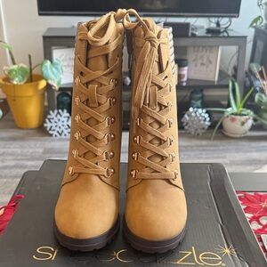 Shoe Dazzle Women's Brown Lace-Up Boots